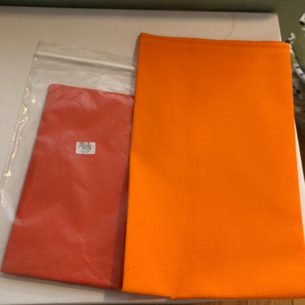 Zweigart orange size 14 count cross stitch fabric 2 pc.